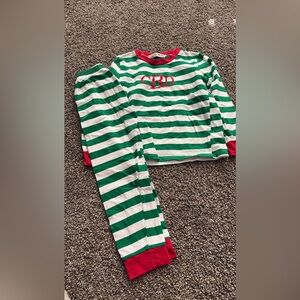 Green and White Striped Kids Pajamas